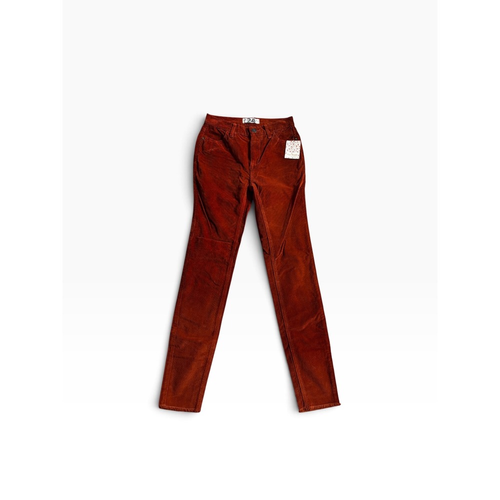 NWT Free People Corduroy Pants 24 Fired Chestnut Burnt Orange Boho Slim Straight